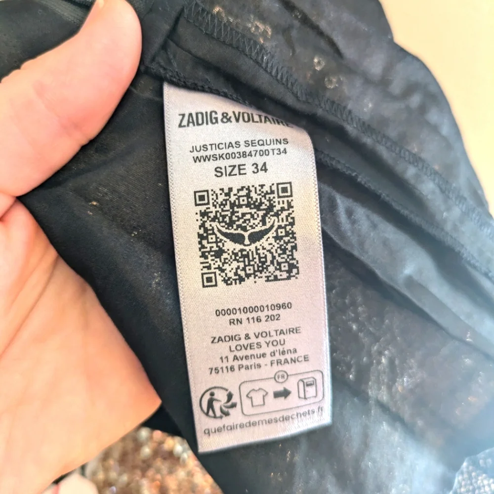 Zadig & Voltaire Justicias Gold Sequin Lace Skirt Size 34 - Picture 9 of 10